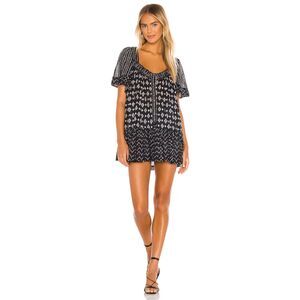 NWT Free People Hearts Desire Printed Mini Dress Black Women's Size Small